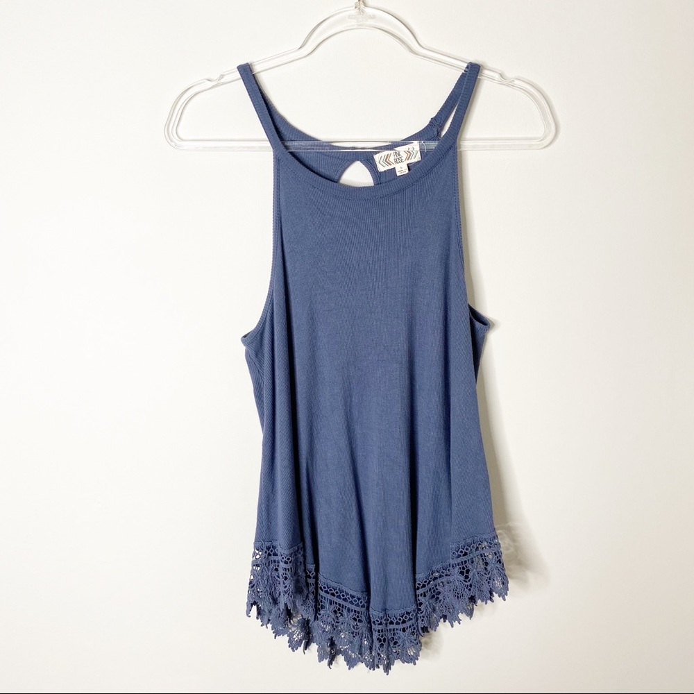 PINK ROSE crochet halter tank large